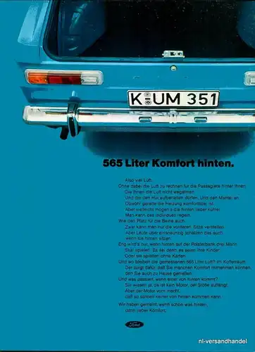 FORD-15M-1968-Reklame-Werbung-genuine Ad-La publicité-nl-Versandhandel