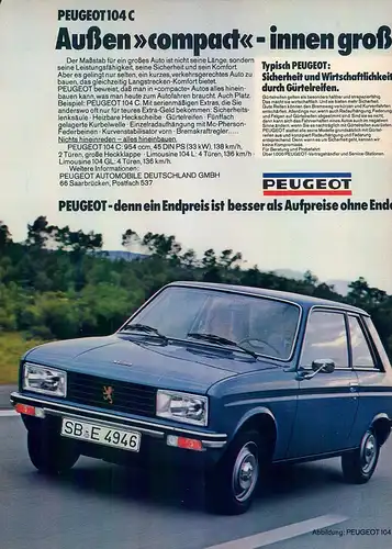 Peugeot-104-C-1975-Reklame-Werbung-genuineAdvertising-nl-Versandhandel
