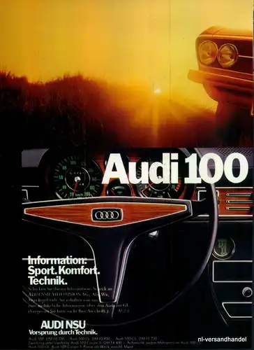 AUDI-100 GL-1971-Reklame-Werbung-genuine Ad-La publicité-nl-Versandhandel
