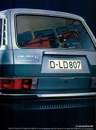 VOLKSWAGEN-411-LE-1971-Reklame-Werbung-genuine Advert-La publicité-nl-Versand