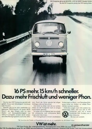 VW-TRANSPORTER-16PS-1971-Reklame-Werbung-genuine Advert-La publicité-nl-Versand