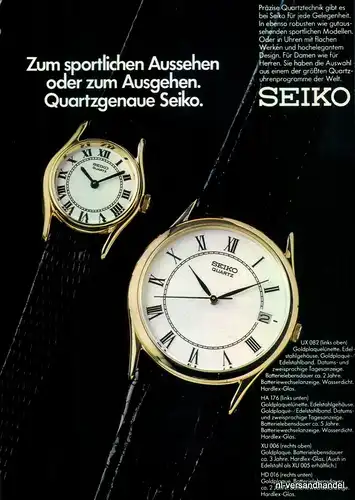 SEIKO-UX082-1980-Reklame-Werbung-genuine Advert-La publicité-nl-Versandhandel