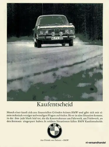 BMW-2000-KAUFENTSCHEID-Reklame-Werbung-genuine Ad-La publicité-nl-Versandhandel