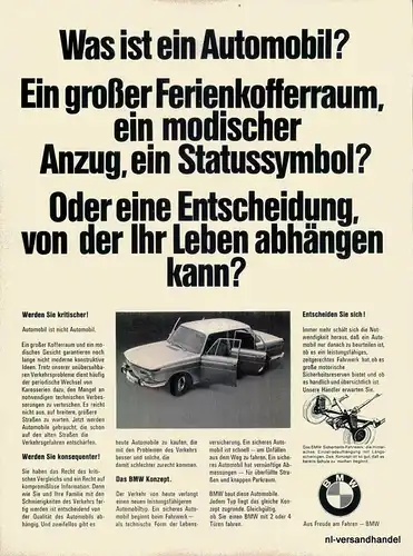 BMW-2000-TI-1968-Reklame-Werbung-genuine Ad-La publicité-nl-Versandhandel