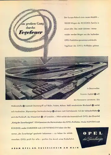 Opel-Rekord-VI-1954-Reklame-Werbung-genuine Advert-La publicité-nl-Versandhandel