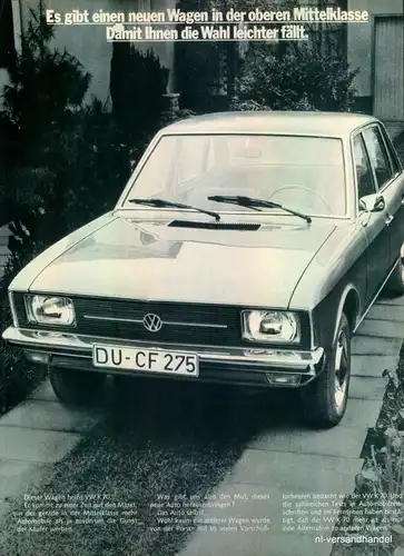 VOLKSWAGEN-K70-MITTEL-´71-Reklame-Werbung-genuine Advert-La publicité-nl-Versand