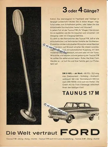 Ford-Taunus-17M-1960-Reklame-Werbung-genuine Advertising -nl-Versandhandel