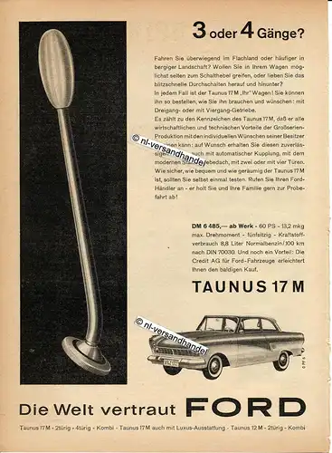 Ford-Taunus-17M-1960-Reklame-Werbung-genuine Advertising -nl-Versandhandel 