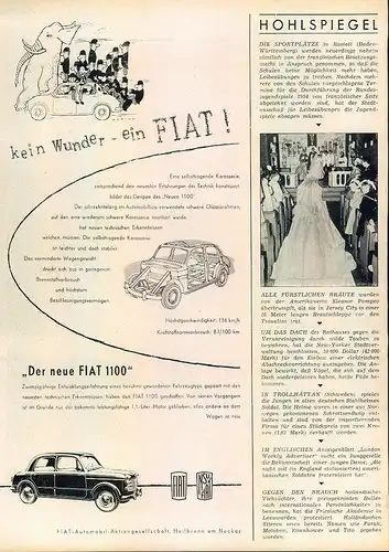 Fiat-1100-II-1954-Reklame-Werbung-genuine Advert-La publicité-nl-Versandhandel