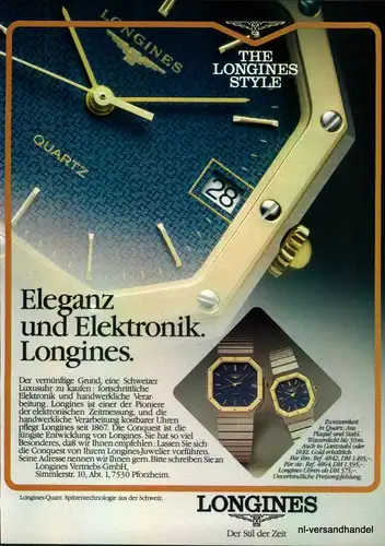 LONGINES-ELEGANZ-1980-Reklame-Werbung-genuine Advert-La publicité-nl-Versand