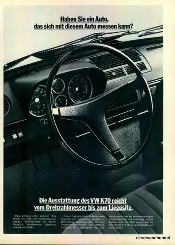 VOLKSWAGEN-K70-1.6-1971-Reklame-Werbung-genuine Advert-La publicité-nl-Versand