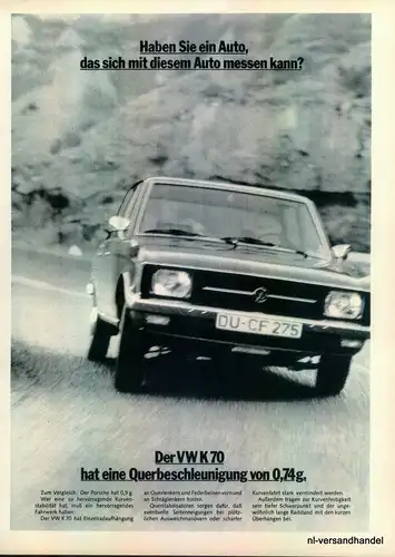 VW-K70-0,74-1971-Reklame-Werbung-genuine Advert-La publicité-nl-Versandhandel