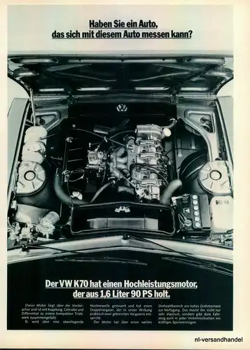 VW-K70-1,6-1971-Reklame-Werbung-genuine Advert-La publicité-nl-Versandhandel