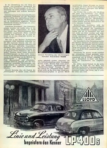 Lloyd-LP400-II-1954-Reklame-Werbung-genuine Advert-La publicité-nl-Versandhandel