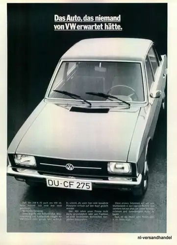 VW-K70-1971-Reklame-Werbung-genuine Ad-La publicité-nl-Versandhandel