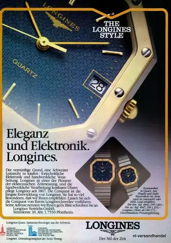LONGINES-GOLD-1980-Reklame-Werbung-genuine Advert-La publicité-nl-Versandhandel