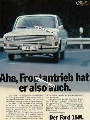 Ford-15M-1969-Reklame-Werbung-genuine Advertising - nl-Versandhandel