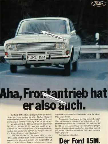 Ford-15M-1969-Reklame-Werbung-genuine Advertising - nl-Versandhandel 