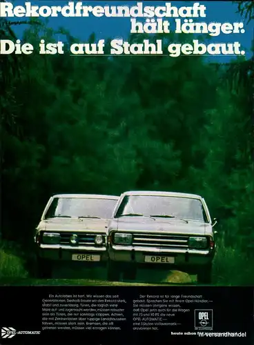 OPEL-REKORD-AUTOMATIC-Reklame-Werbung-genuine Ad-La publicité-nl-Versandhandel