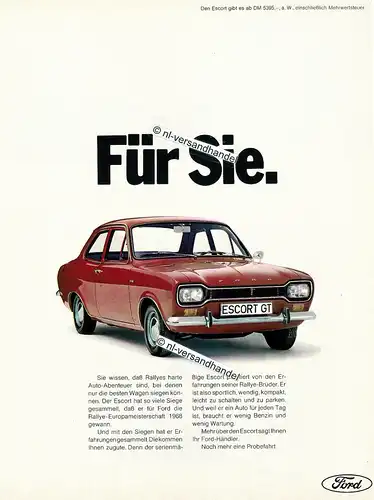 Ford-Escort-1969-Reklame-Werbung-genuine Advertising - nl-Versandhandel