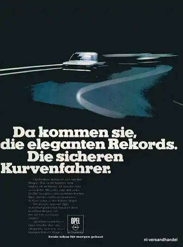 OPEL REKORD-1968-Reklame-Werbung-genuine Ad-La publicité-nl-Versandhandel