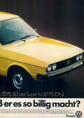 VW-Passat-1975-Reklame-Werbung-genuineAdvertising-nl-Versandhandel