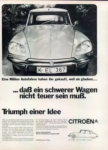 Citroen-DS-II-1971-Reklame-Werbung-genuine Advert-La publicité-nl-Versandhandel