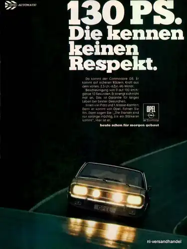 OPEL-COMMODORE-130PS-Reklame-Werbung-genuine Ad-La publicité-nl-Versandhandel