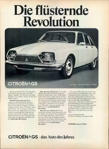 Citroen-GS-III-1971-Reklame-Werbung-genuine Advert-La publicité-nl-Versandhandel