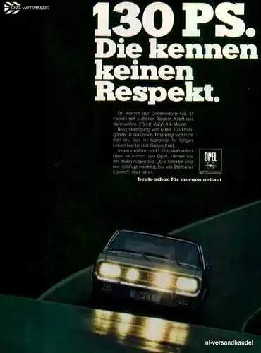OPEL-COMMODORE-130-68-Reklame-Werbung-genuine Ad-La publicité-nl-Versandhandel