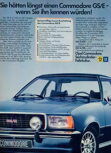 Opel-Commodore-GS/E-1975-Reklame-Werbung-genuineAdvertising-nl-Versandhandel
