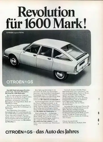 Citroen-GS-1971-Reklame-Werbung-genuine Advert-La publicité-nl-Versandhandel