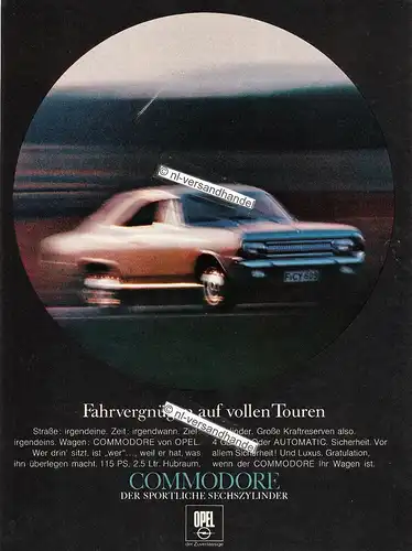 Opel-Commodore-05/67-Reklame-Werbung-genuine Advertising-nl-Versandhandel 