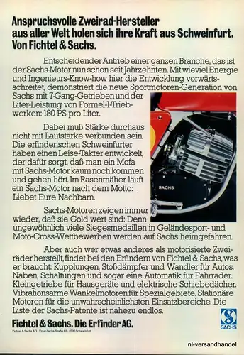 SACHS-MOTOR-1980-Reklame-Werbung-genuine Advert-La publicité-nl-Versandhandel