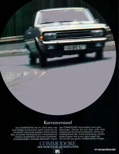 OPEL-COMMODORE-6-1968-Reklame-Werbung-genuine Ad-La publicité-nl-Versandhandel