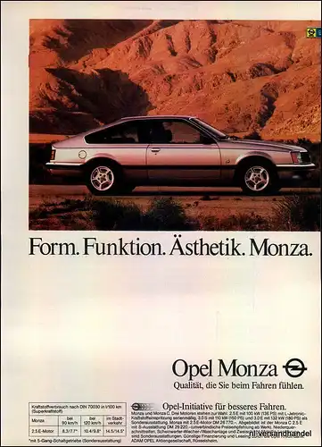 OPEL-MONZA-2.5-1981-Reklame-Werbung-genuine Advert-La publicité-nl-Versandhandel
