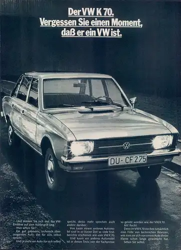 VW-K70-1971-IV-Reklame-Werbung-genuine Advert-La publicité-nl-Versandhandel