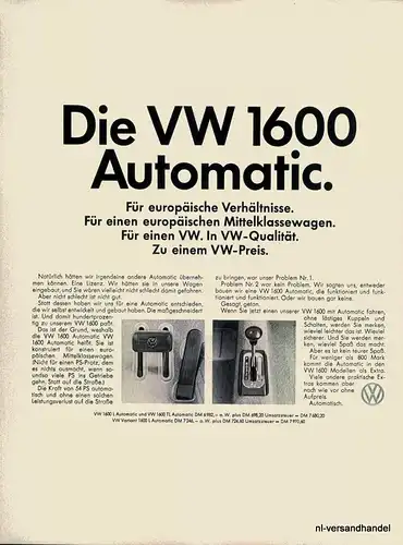 VW-1600-L-1968-Reklame-Werbung-genuine Ad-La publicité-nl-Versandhandel