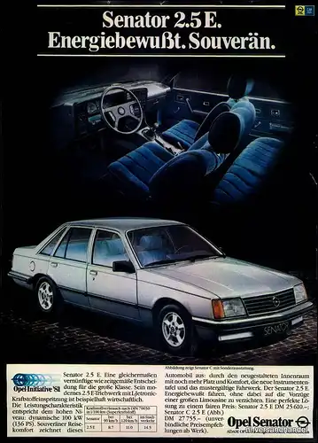 OPEL-SENATOR-2.5 E-1981-Reklame-Werbung-genuine Advert-La publicité-nl-Versand