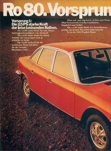 NSU-Ro80-VI-1971-Reklame-Werbung-genuine Advert-La publicité-nl-Versandhandel