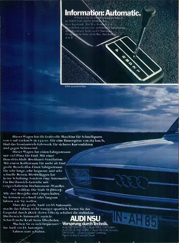 Audi-100LS-1971-Reklame-Werbung-genuine Advert-La publicité-nl-Versandhandel