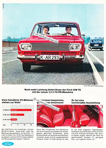 Ford-15M-TS-1967-Reklame-Werbung-genuine Advertising - nl-Versandhandel
