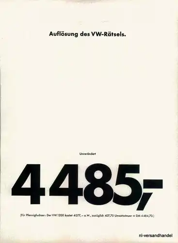 VOLKSWAGEN-1200-1968-Reklame-Werbung-genuine Ad-La publicité-nl-Versandhandel