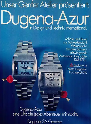 Dugena-Azur-Automatik-1973-Reklame-Werbung-genuineAdvertising-nl-Versandhandel
