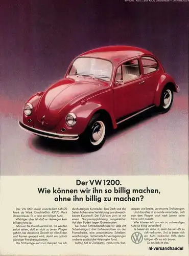 VOLKSWAGEN-1200-´68-Reklame-Werbung-genuine Ad-La publicité-nl-Versandhandel