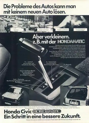 Honda-Civic-Hondamatic-1974-Reklame-Werbung-vintage print ad-Vintage Publicidad