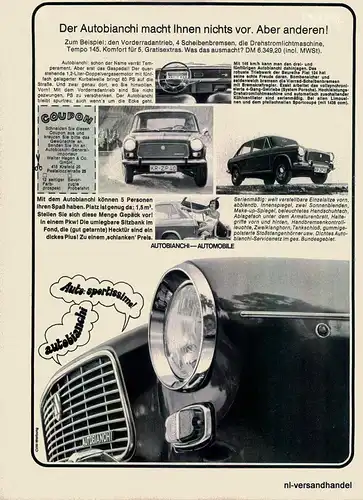 AUTOBIANCHI-KOMFORT-´68-Reklame-Werbung-genuine Advert-La publicité-nl-Versand