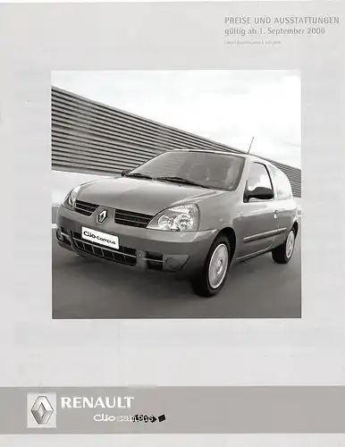 Renault - Clio campus - Preise/Aussattung - 09/06 - Deutsch - nl-Versandhandel