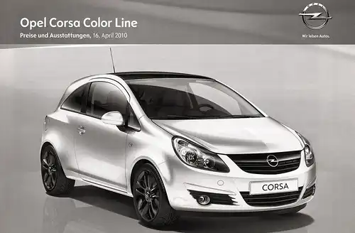 Opel- Corsa Color Line - Preise/Ausstattungen-04/10 - Deutsch - nl-Versandhandel