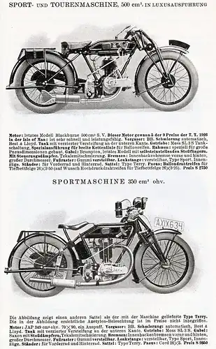 MT - Motorrad - Gesamtprogramm - Prospekt   - 1927 - Deutsch  - nl-Versandhandel